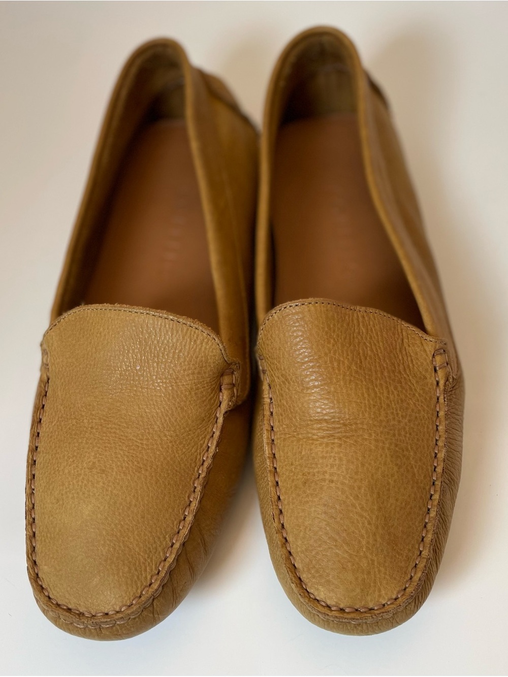 Corello Cognac Pebbled Leather Driving Loafers Women's EU 38, Quiet Luxury Flats - Picture 4 of 9